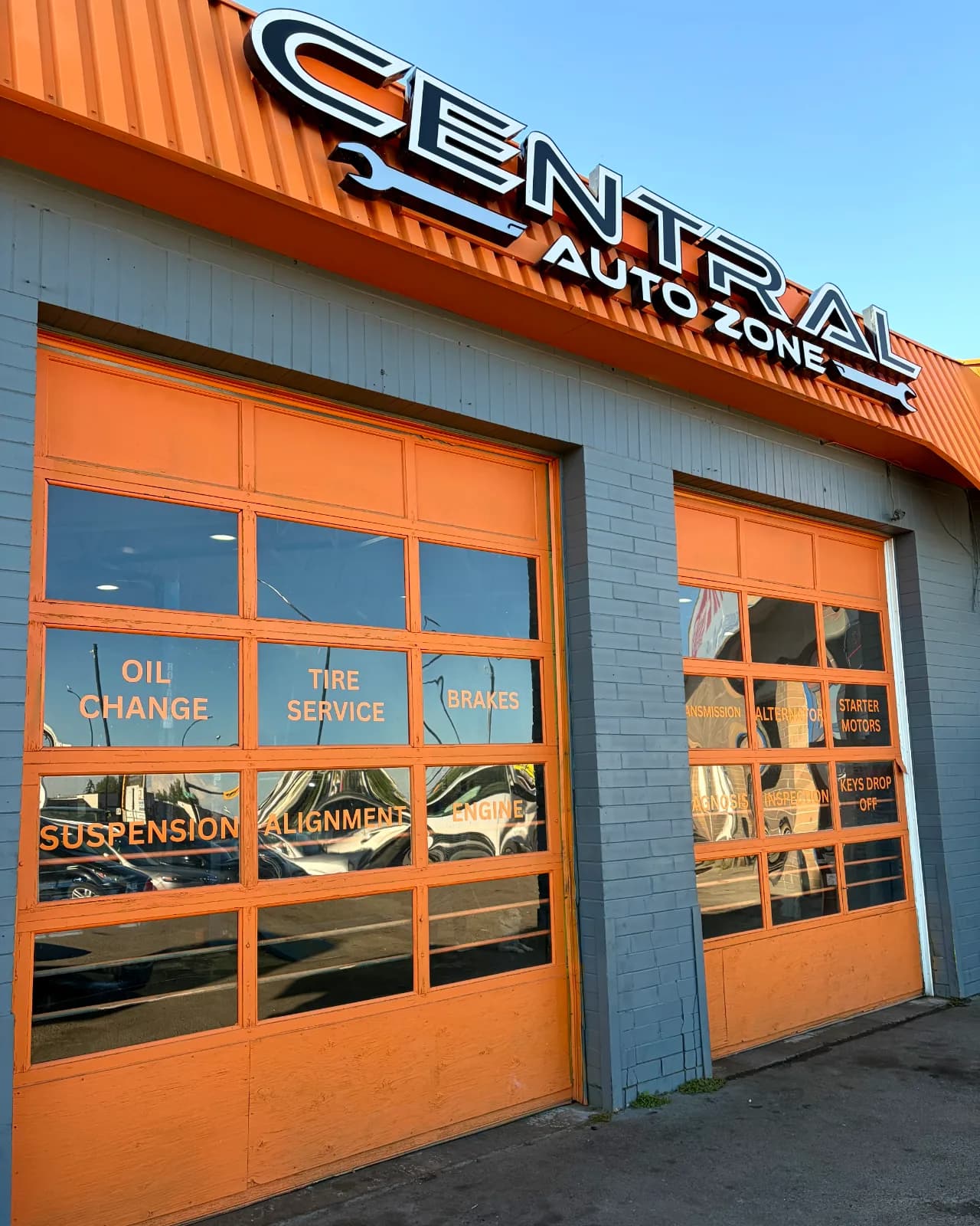Central Auto Zone auto repair shop storefront on 17 Ave SE in Calgary